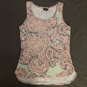 Paisley mint and peach tank Small